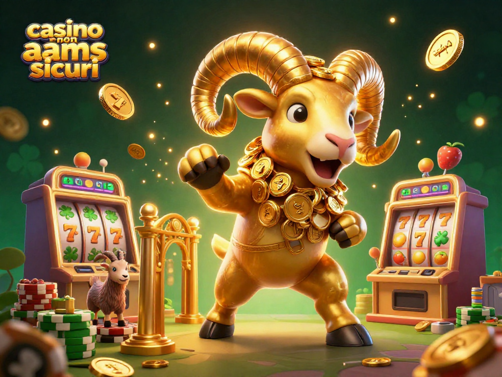 Slot machine e rulli dorati in azione su casinò non AAMS sicuri, ambiente di gioco vibrante.