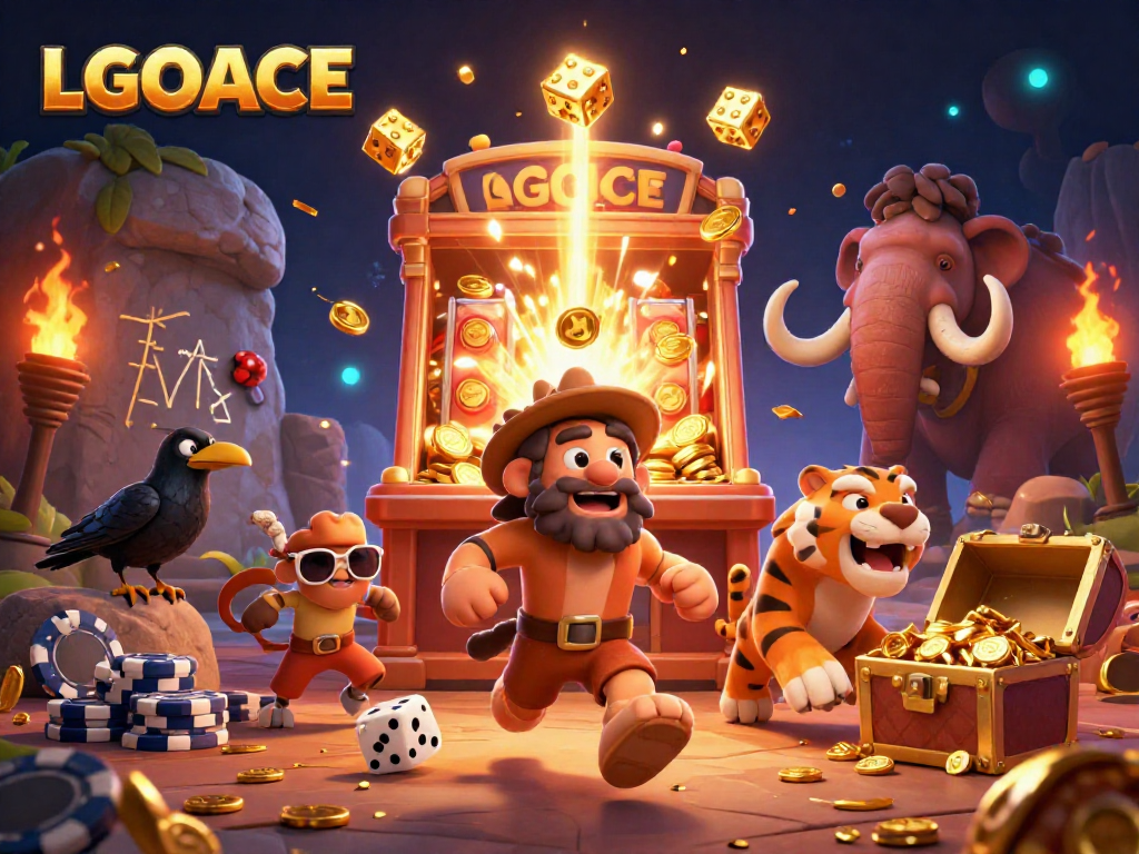 LGOACE betters immerse in prehistoric fun with cartoon characters and vibrant slot machine chaos