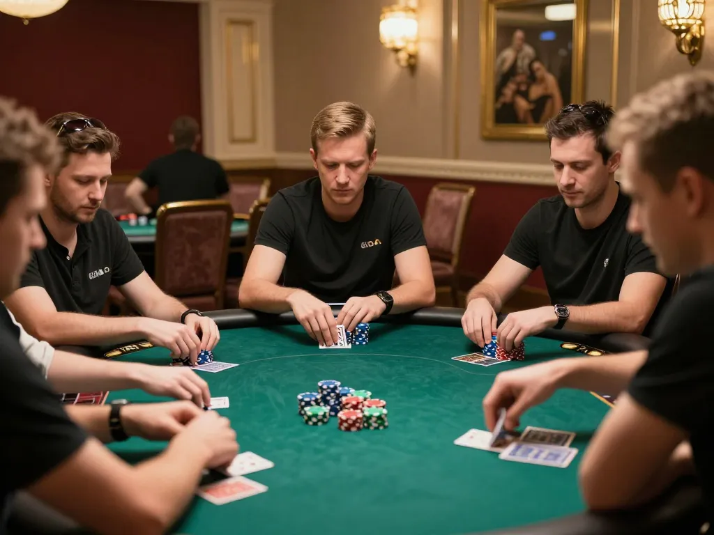 Engaging poker play at Trang chủ NK88, showcasing focused players strategizing for better odds
