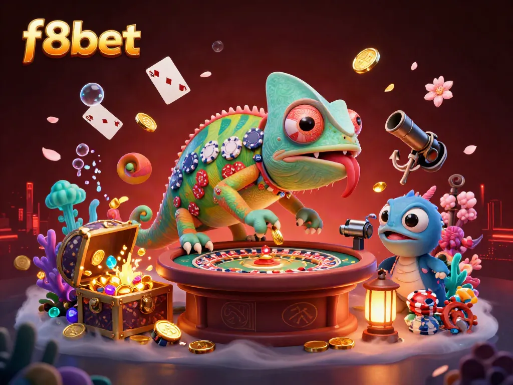 Experience the vibrant gaming atmosphere at f8bet with a playful chameleon casino owner