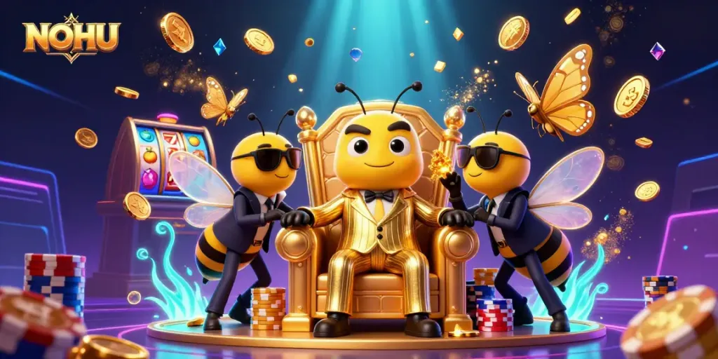 Engage in thrilling slot adventures with NOHU's vibrant casino scene featuring a bumblebee mob boss.