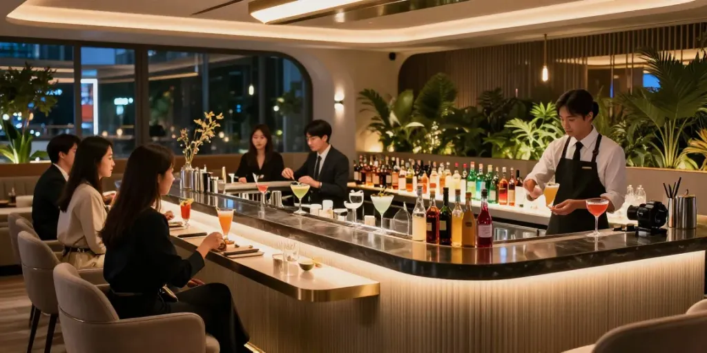 강남 타이밍의 고급스러운 분위기와 쾌적한 시설을 보여주는 이미지