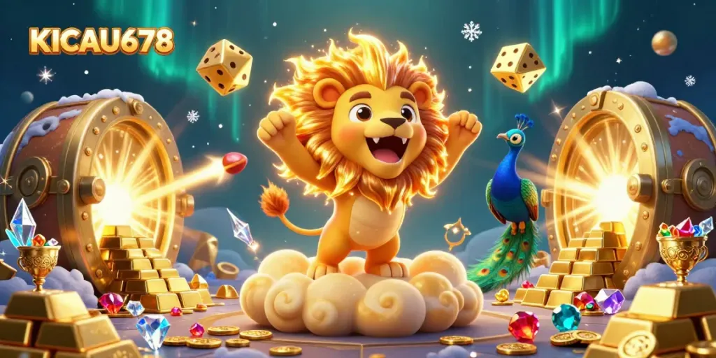 Experience thrilling wins with KICAU678 in a vibrant casino adventure filled with gold and gems.