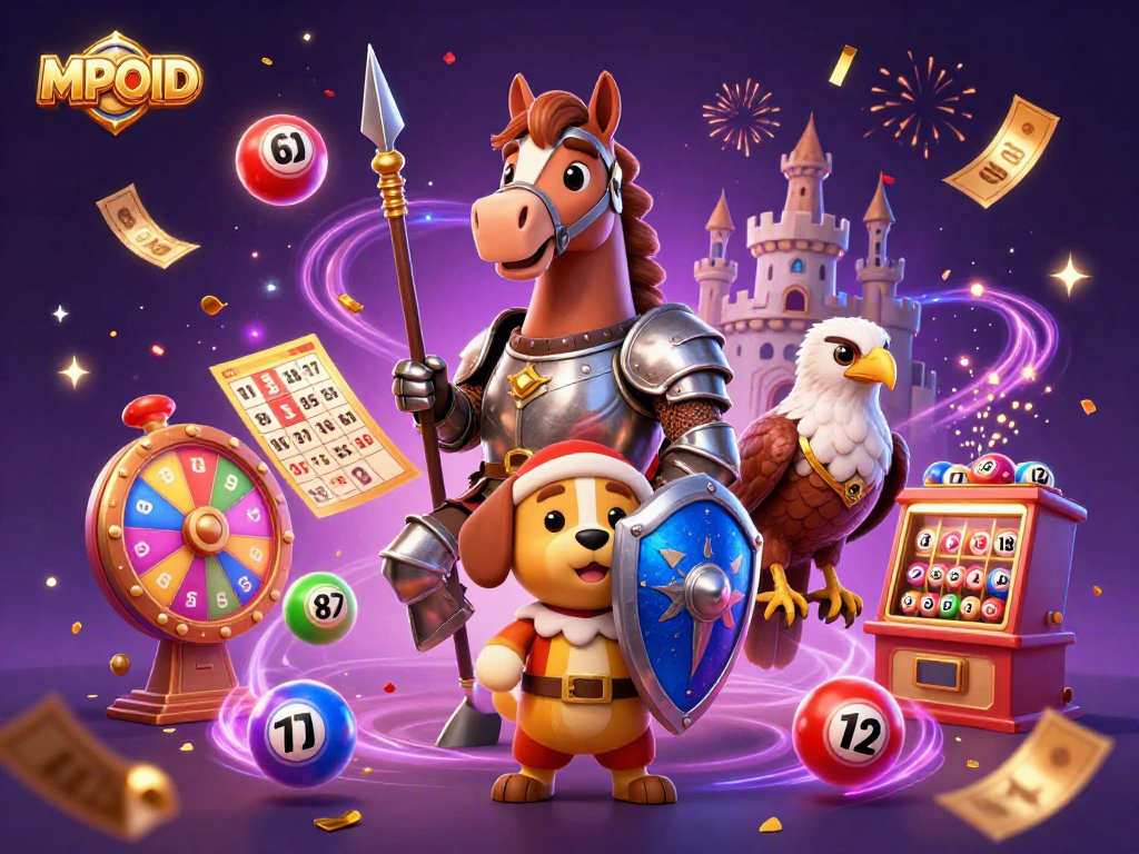 Join the excitement at MPOID with colorful lottery balls and vibrant prizes raining down.