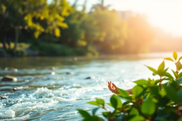 Person meditating in nature to symbolize soothing stress and anxiety.