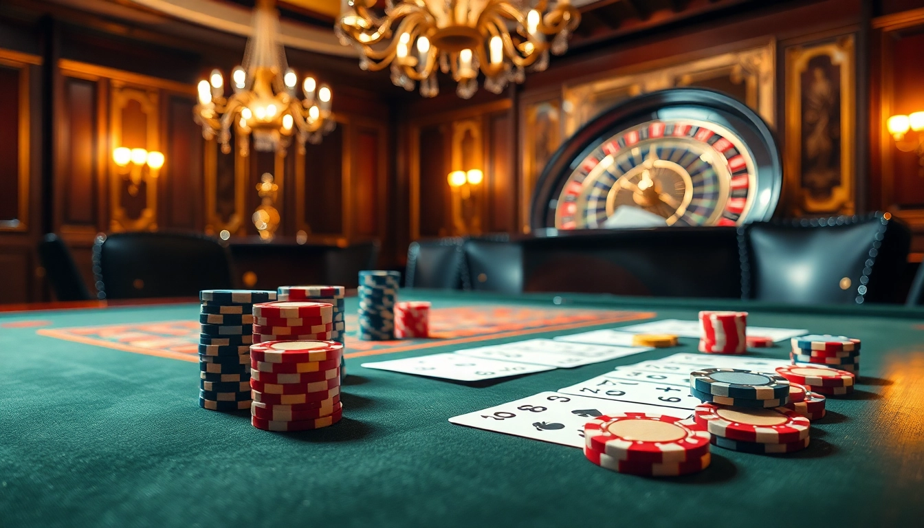 Engage in thrilling gameplay at https://bj88daga.dev/ with vibrant poker chips and a spinning roulette wheel.