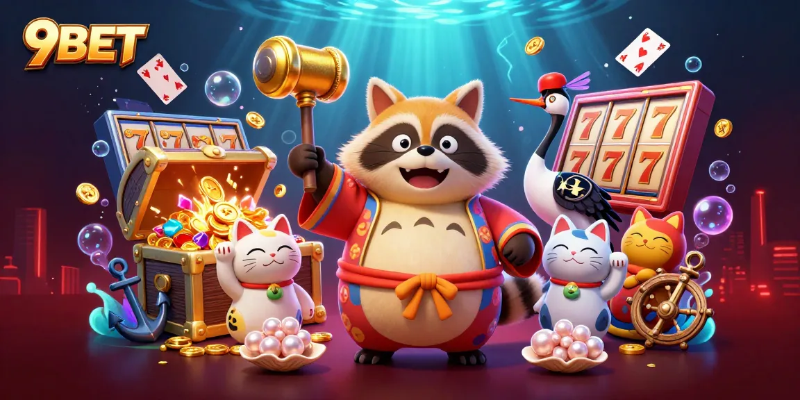 Experience excitement at 9BET with dynamic slot gameplay featuring cheerful characters and vibrant casino elements.