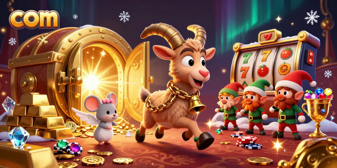 Join the holiday fun at com's lively casino scene with Krampus, angel mouse, and mischievous elves.